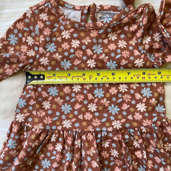 NWT Carter's Baby Girl 2-Piece Dress Set 12 mo Light Brown Floral + Diaper Cover - Picture 9 of 10
